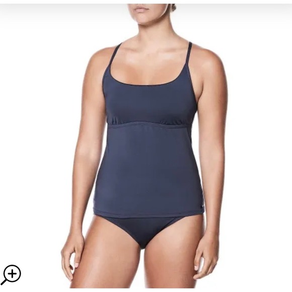 Nike Other - Nike Swim Crossback Tankini Top Women Blue Athletic Sz M Pads Adjustable Straps